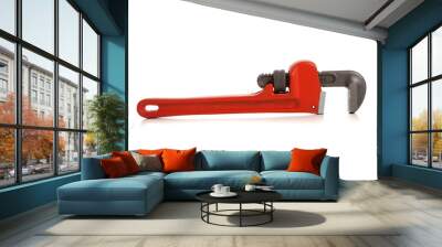 orange pipe wrench on white Wall mural