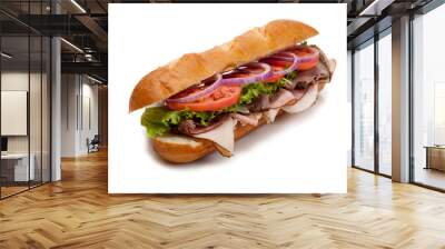 Submarine sandwich on a white background Wall mural