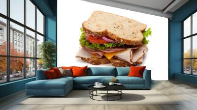 turkey sandwich on white background Wall mural