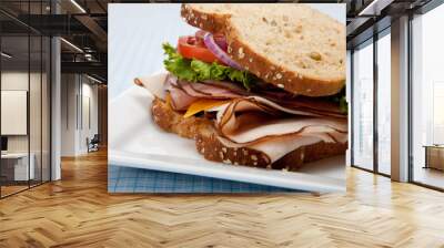 turkey sandwich on whole grain bread Wall mural