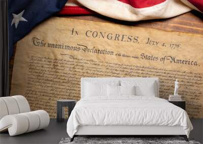 United States Declaration of Independence with a vintage American flag Wall mural