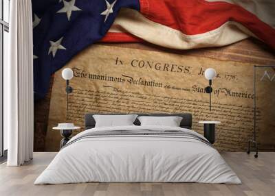 United States Declaration of Independence with a vintage American flag Wall mural