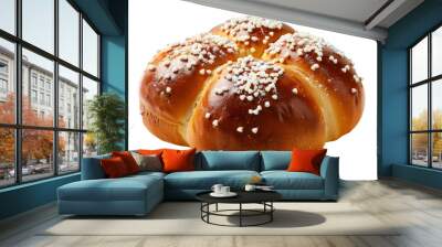 Fresh baked sweet bun isolated on transparent background Wall mural