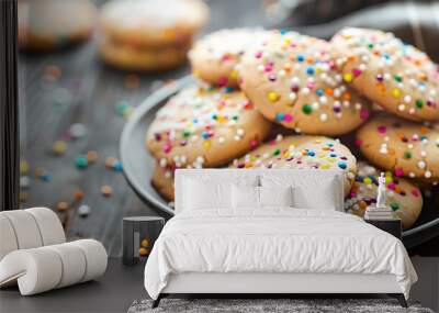 Freshly prepared sweet snacks or cookies with sprinkles that are tasty and enticing Wall mural