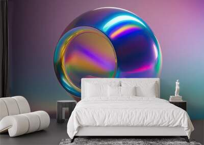 Futuristic 3D Render of Iridescent Abstract Shape with Colorful Gradient Effects Wall mural