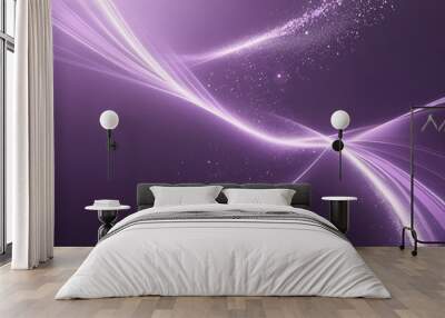 Glossy Lavender Abstract Tech Wallpaper with Dynamic Particle Waves and Future Interface Design Wall mural