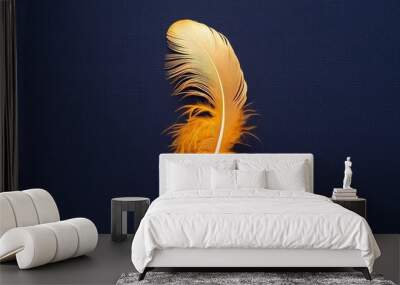 Golden Feather Isolated on a Vivid Canvas Wall mural