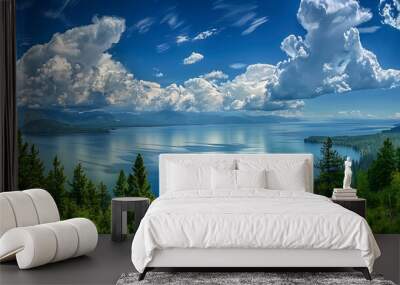 Gorgeous panorama of flathead lake in montana Wall mural