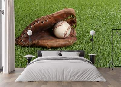 baseball glove and hard ball Wall mural