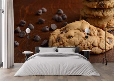 closeup homemade chocolate chip cookies Wall mural