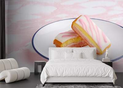 two english angel cake slices on a plate Wall mural