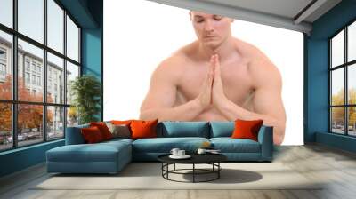 young man doing yoga Wall mural