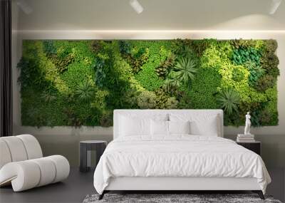 Green wall in modern office building Wall mural