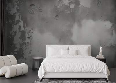 Grungy Gray Plaster Concrete Wall Texture in Monochrome Style Wall mural