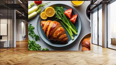 Healthy Vegetables and Buttery Croissant: Navigating Dietary Choices for a Balanced Lifestyle Wall mural