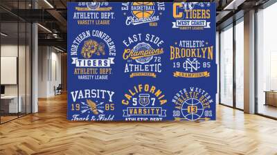 athletic themed graphics, emblems and layout set Wall mural