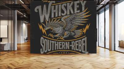 Hand drawn Eagle Whiskey label inspired T-shirt graphic Wall mural