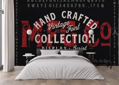 MFG Co. Hand Drawn Vintage Font Collection. Three different fonts. Display, Script and San Serif. Wall mural