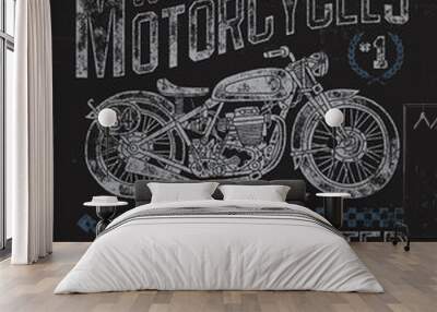 Vintage Motorcycle T-shirt Graphic Wall mural