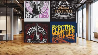 Vintage Rock Poster T-shirt Design Set Wall mural