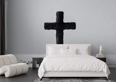 Holy Cross Ashes on White Background for Mindfulness and Spiritual Growth Wall mural