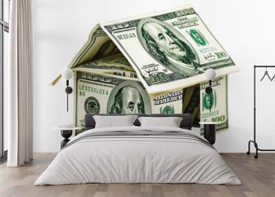 House made of money on transparent background Wall mural