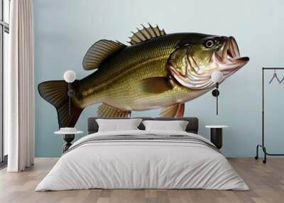 Largemouth Bass Displayed on Light Background for Freshwater Fishing and Sportfishing Tips Wall mural