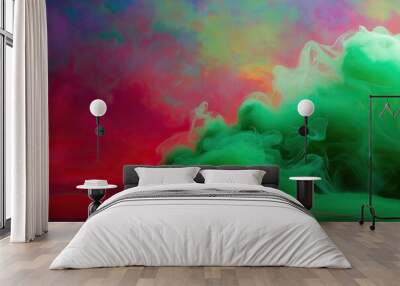 Lush Green Mist Streaming Through a Colorful Background Wall mural