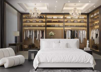 Luxury dressing room with crystal chandeliers Wall mural