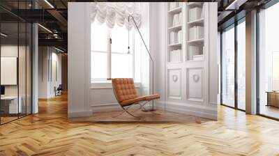 luxury old vintage with classic chair and old wood floor Wall mural