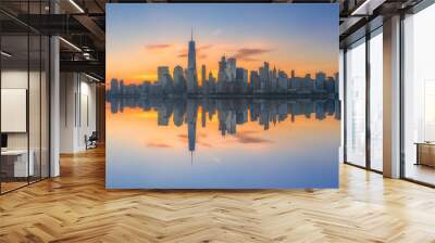 manhattan cityscape panorama reflections Wall mural