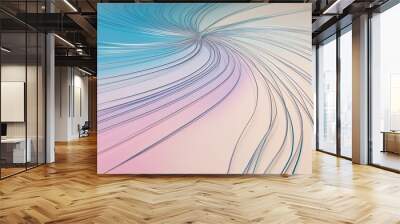 Mesmerizing Three Dimensional Surface with Delicate Curved Lines and Radiant Pastel Gradient Wall mural