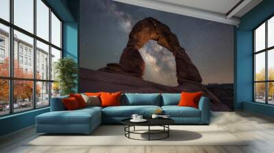 Milky Way Galaxy a meteor at Delicate Arch Wall mural