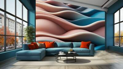 Modern 3D Wave Patterns in Vibrant Colors and Rhythmic Motion Wall mural