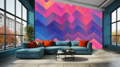 Modern and abstract seamless geometric pattern background featuring blue and pink zig zag shapes Wall mural