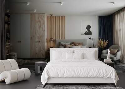 Modern and stylish bedroom in a luxurious style.. Wall mural