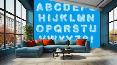 clouds in the shape of alphabet letters uppercase characters and punctuation symbols Wall mural