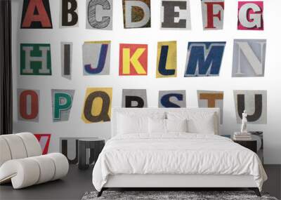 full alphabet of uppercase letters cut out from newspapers Wall mural