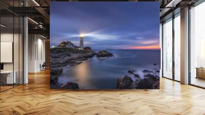 Night to day image of Portland Head Lighthouse at Cape Elizabeth, Maine  Wall mural