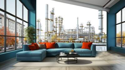 Oil Refinery on transparent background Wall mural