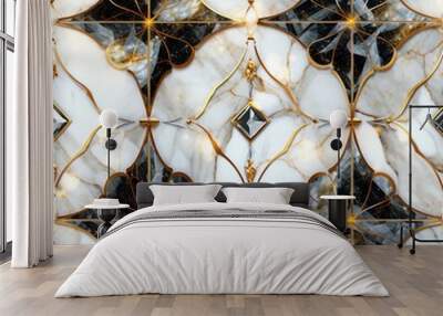 Opulent Marble and Crystal Patter Wall mural