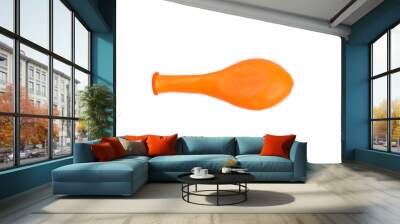 Orange unblown balloon isolated on white Wall mural