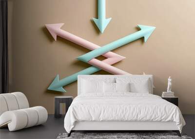 Pastel Arrows Weaving Together in a Soft Beige Backdrop Symbolizing Collaboration and Direction Wall mural