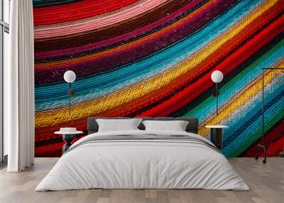 poncho Mexican cinco de mayo rug serape fiesta traditional Mexico Mexican poncho serape background with stripes pattern copy space maya falsa blanket minimal simple backdrop Wall mural