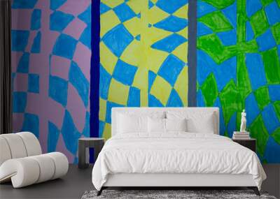 Abstract pattern in three panels Wall mural