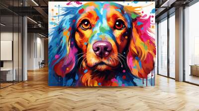 Portrait head dog pop art illustration style Wall mural