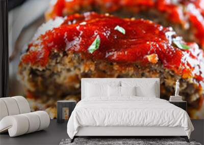 professional, up-close and modern food photography of meat loaf Wall mural