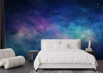 Purple and blue stars in a space background Wall mural