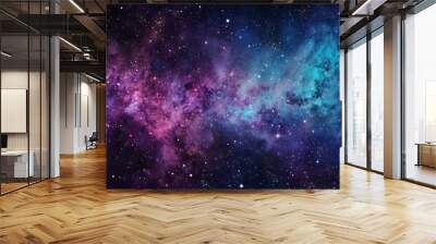 Purple and blue stars in a space background Wall mural