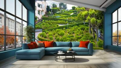 view of lombard street, the crookedest street in the worl Wall mural